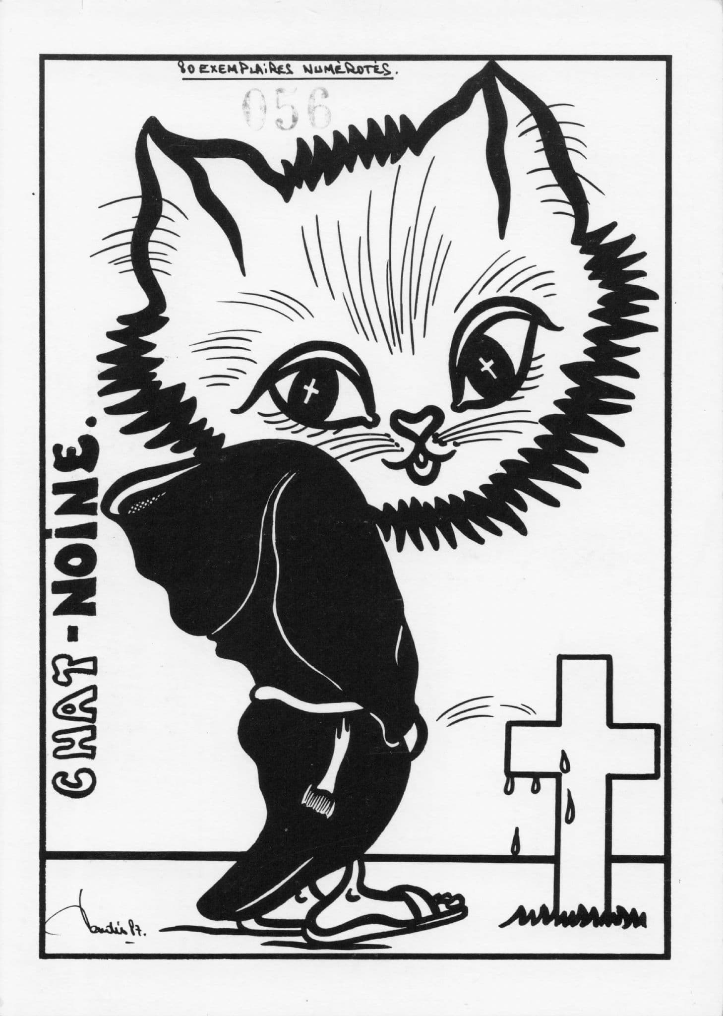 Cat Urinating On Grave Cats French Black Humour Comic Postcard