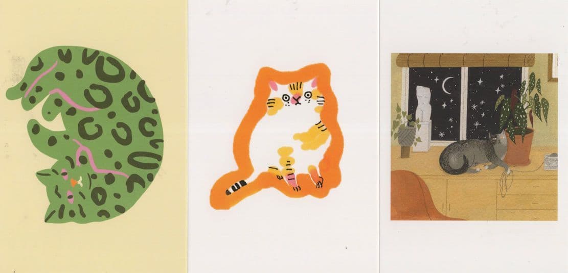 Cat With Curtain Blind Control Orange Cut Out Cats 3x Postcard s