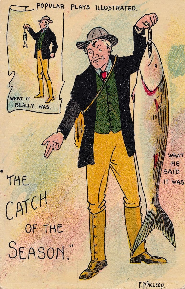 Catch Of The Season Play Antique Fishing Comic Postcard