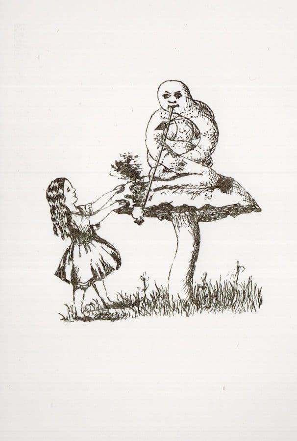 Caterpillar Alice's Adventures In Wonderland Underground Edn Book Postcard
