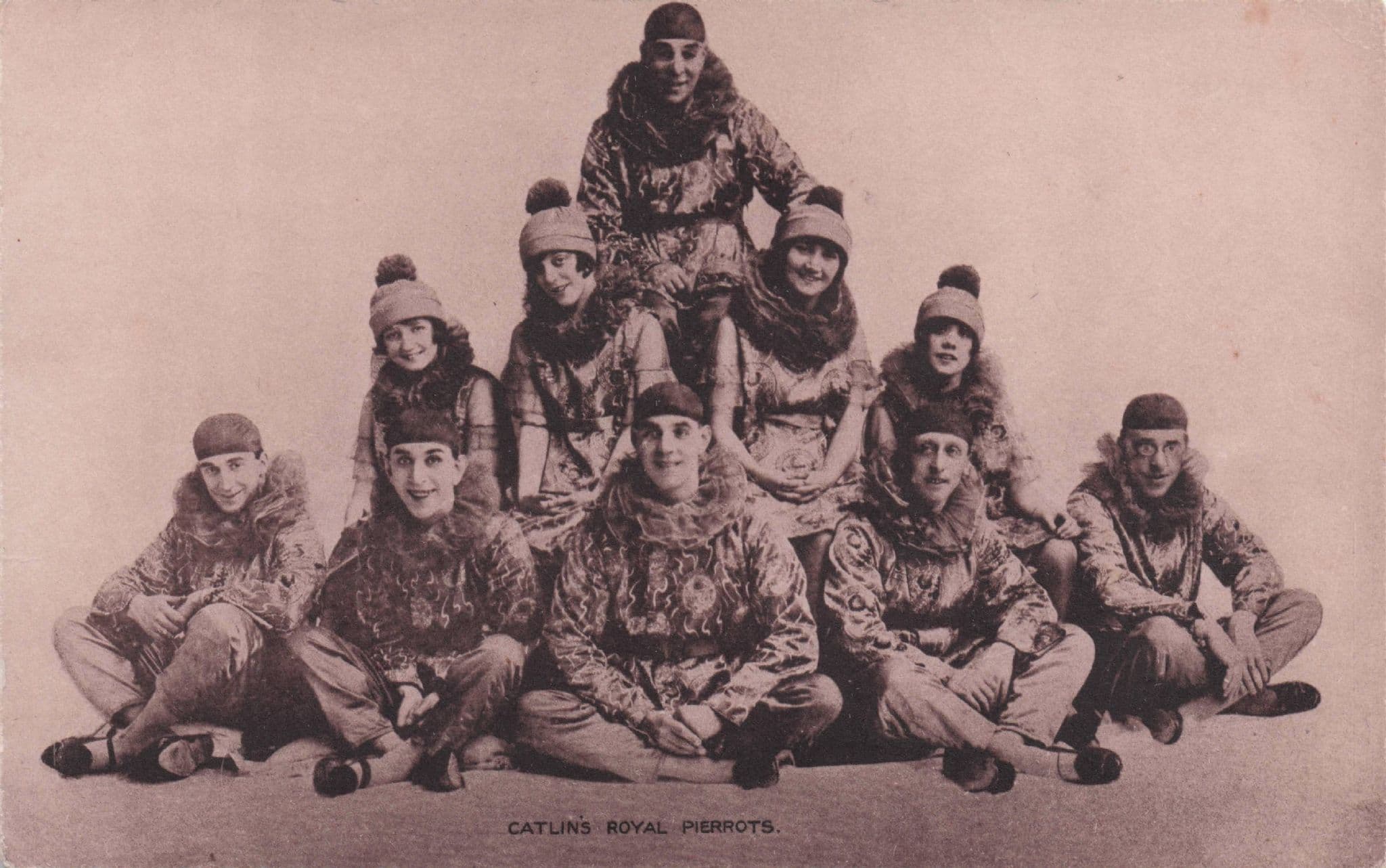 Catlin's Royal Pierrots Human Triangle Entertainers Old Postcard