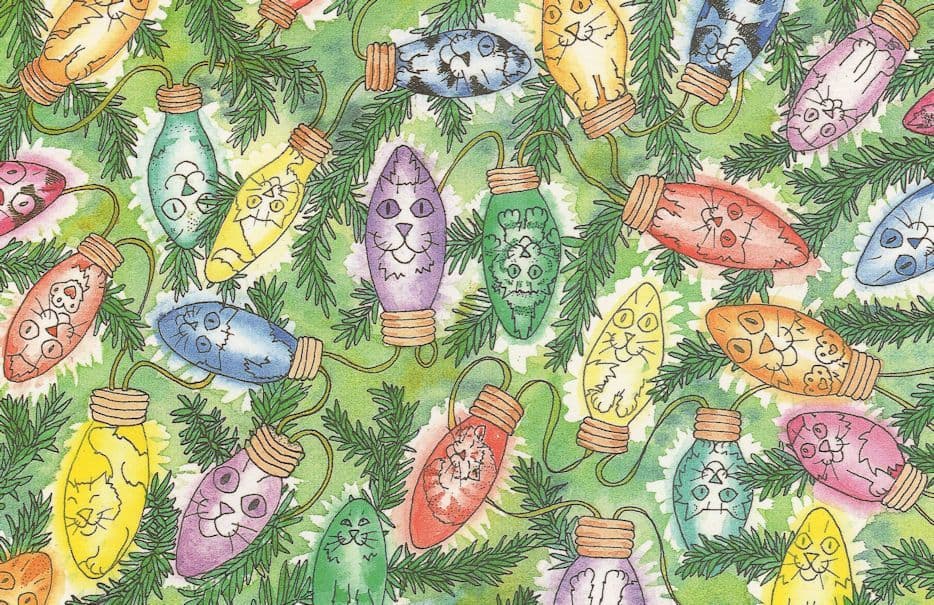 Cats As Christmas Tree Lights Cat Elizabeth Titcomb Postcard