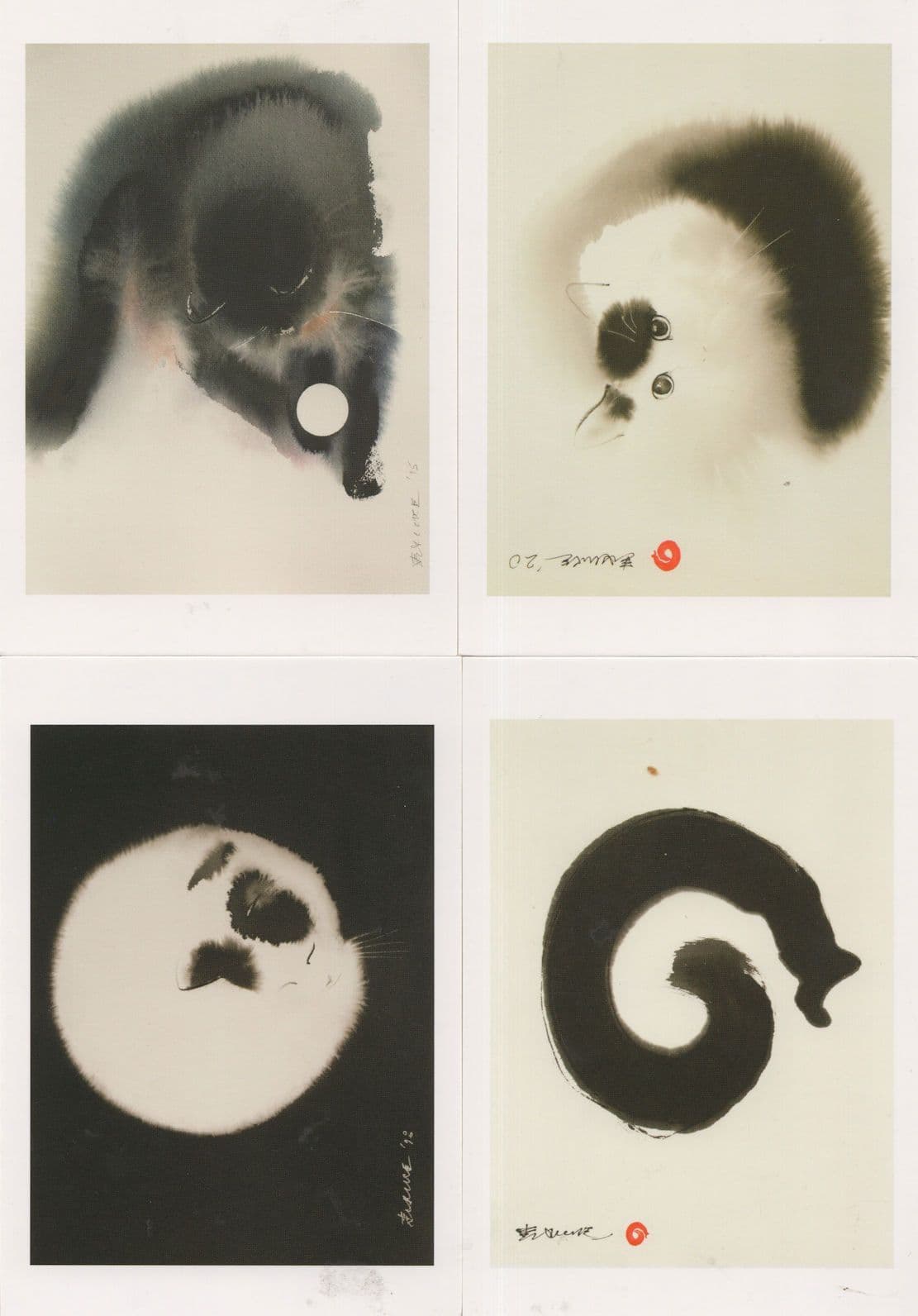 Cats Circular Art Cat As Circle Shapes 4x Painting Postcard s