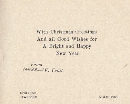 Cawnpore 1938 India Military Christmas Greetings Card
