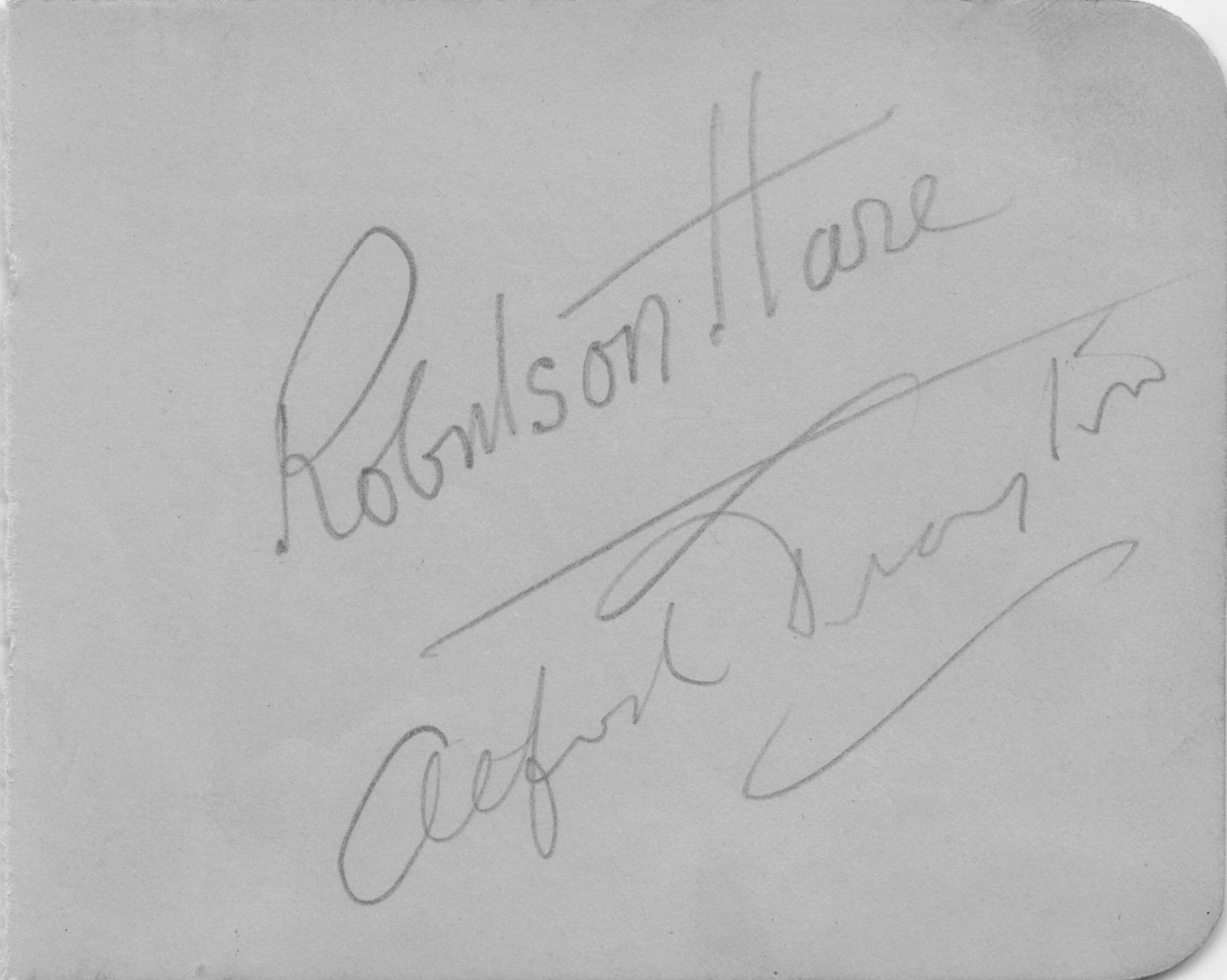Cecil Parker Robertson Hare Alfred Drayton 3x Signed Autograph Page