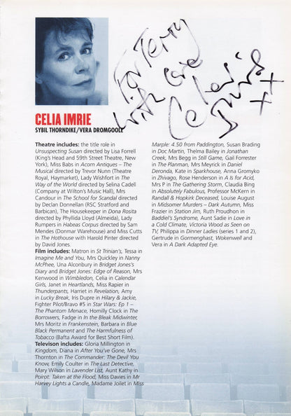 Celia Imrie David Burt Double Hand Signed Theatre Photo Page
