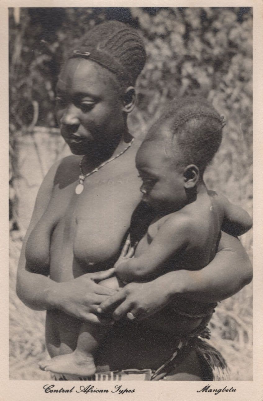 Central African Types Mangbetu Women Antique Postcard
