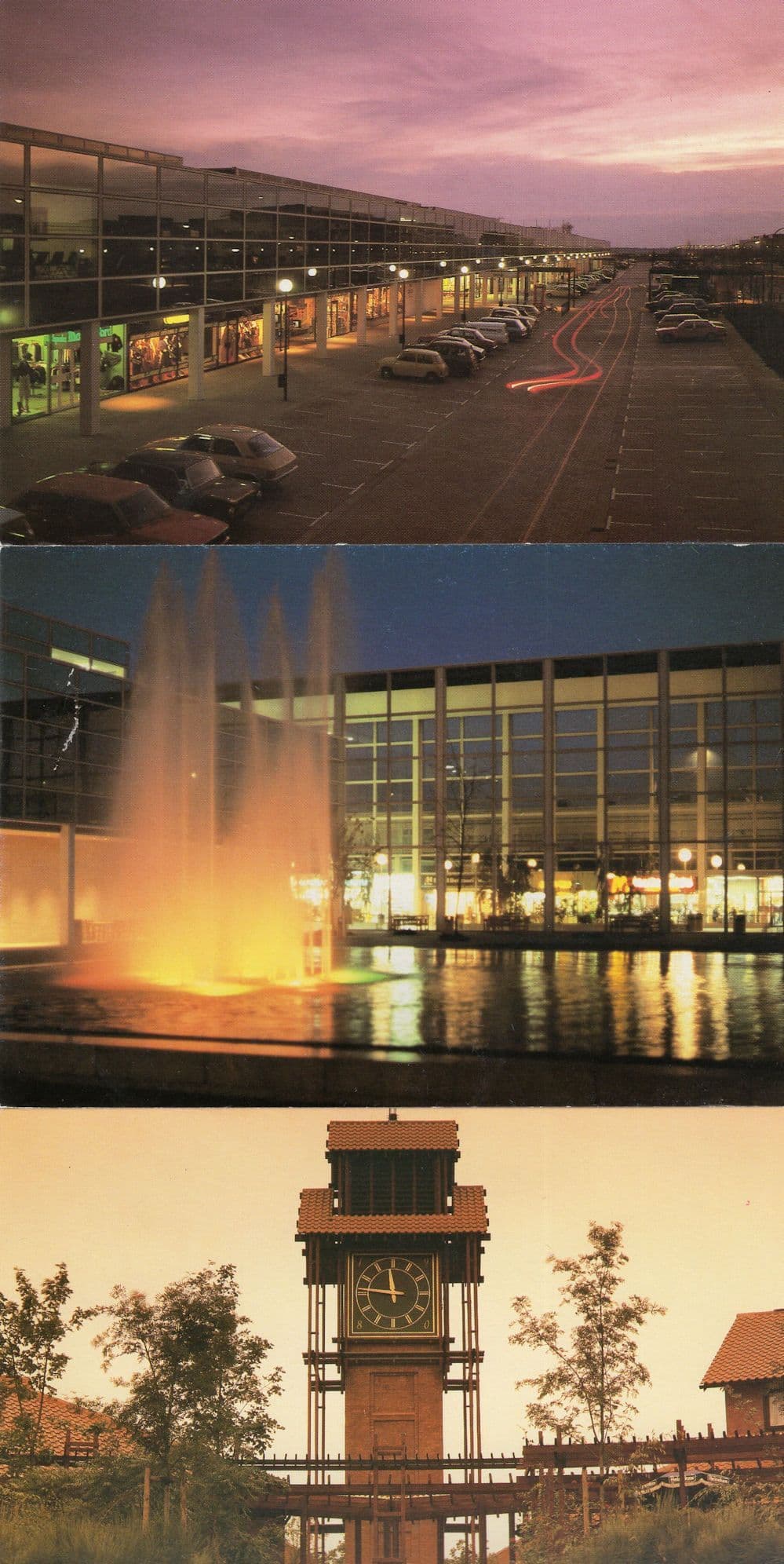 Central Milton Keynes At Dusk & Night 3x Postcard s