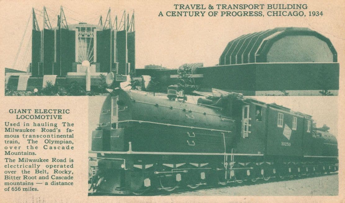 Century of Progress 1934 Chicago World's Fair Travel & Transport Building USA Postcard