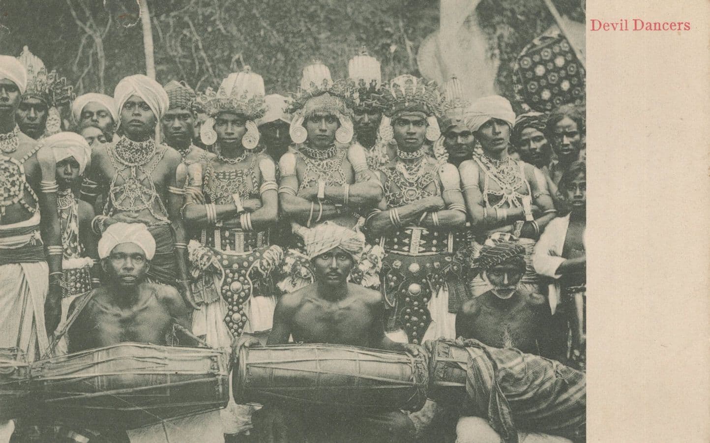 Ceylon Devil Dancers Antique Indian Postcard