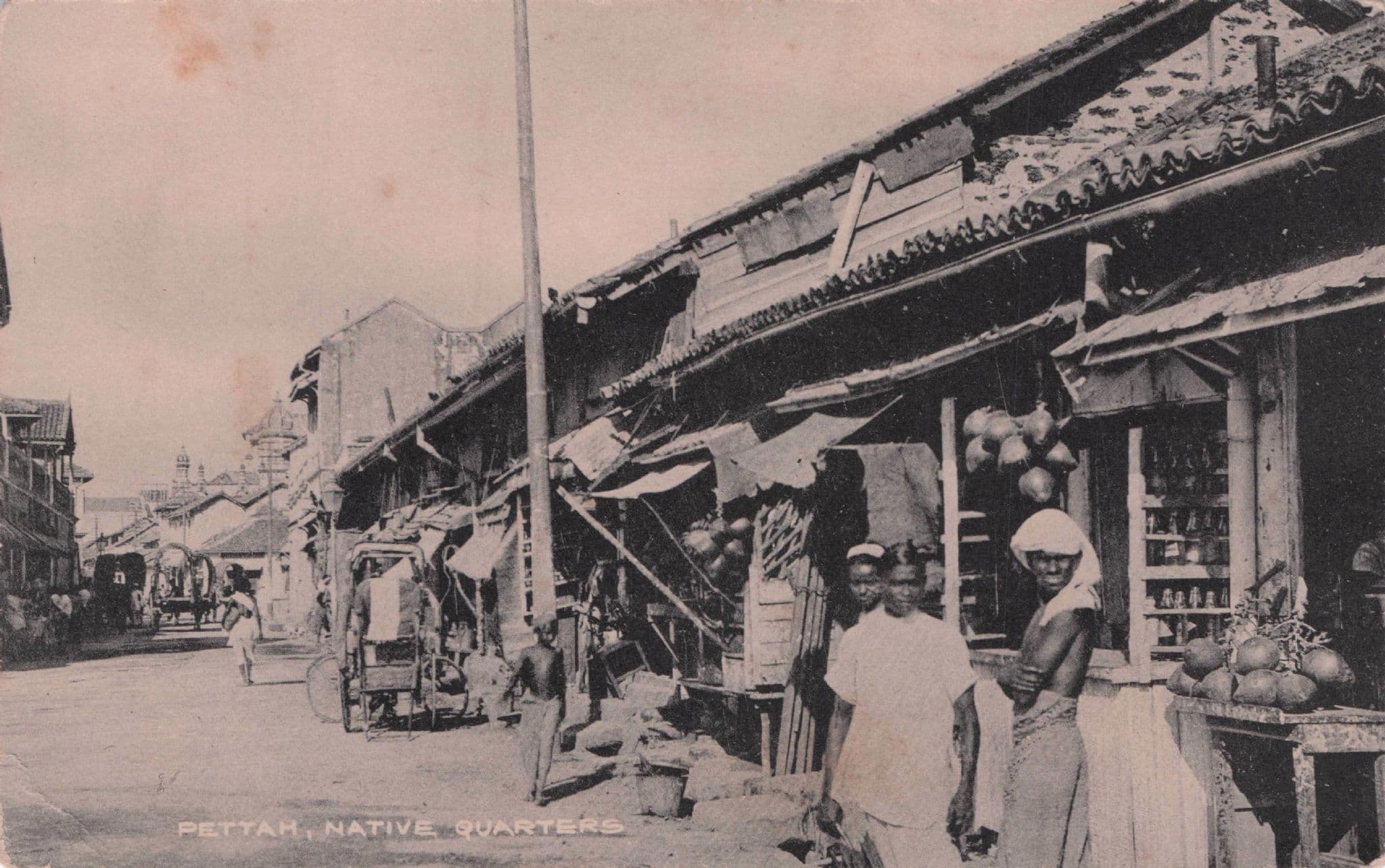 Ceylon Pettah Native Quarters Street Colombo Old Postcard