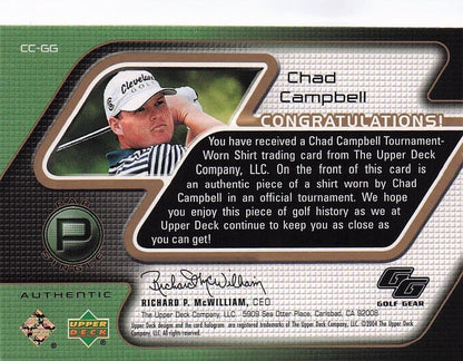 Chad Campbell Golf Gear Player Shirt Swatch Upper Deck Card