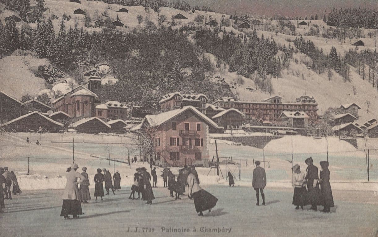 Champery La Patinoire Switzerland Antique Postcard