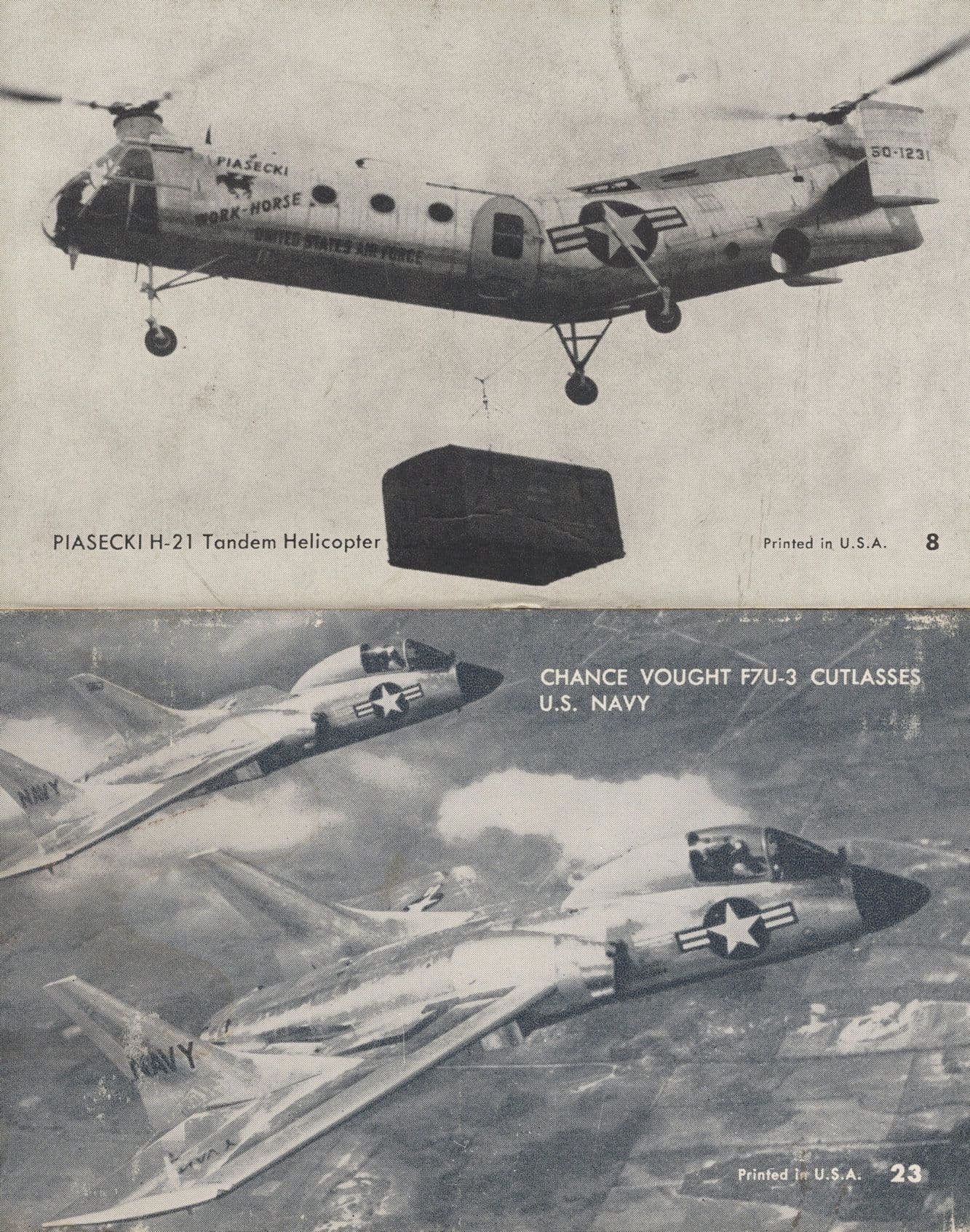 Chance Vought F7U-3 Cutlasses US Navy Military Aircraft 2x Old Photo Card s