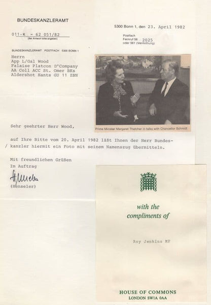 Chancellor Helmut Schmidt Roy Jenkins Hand Signed Photo s & Letters
