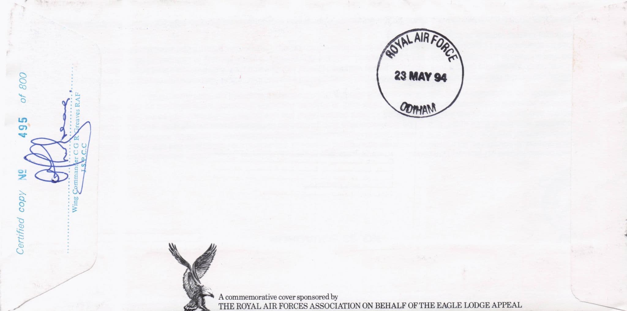 Channel Tunnel 1994 Military Squadrons Of The Royal Air Force Hand Signed FDC