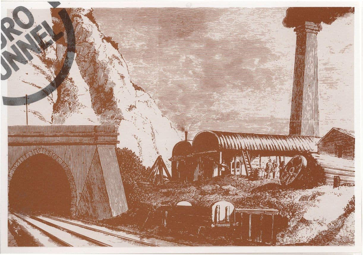 Channel Tunnel Abbots Cliff Victorian Railway Painting Postcard