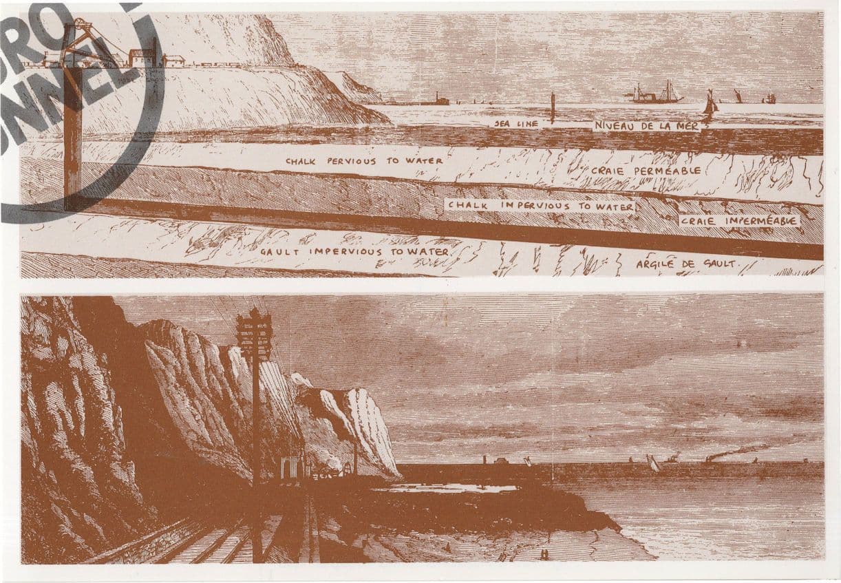 Channel Tunnel in 1882 Victorian Shaft Painting Postcard