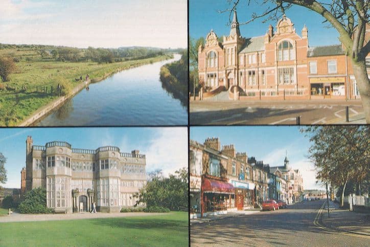 Chapel Street Chorley Lancashire Library Astley Hall Canal Postcard