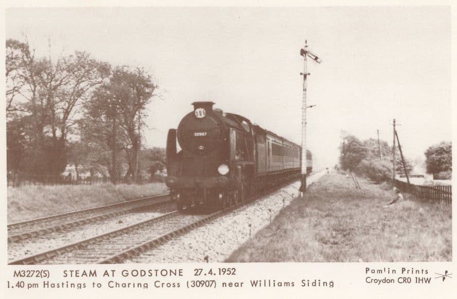 Charing Cross Steam Train at Godstone Station Railway Postcard