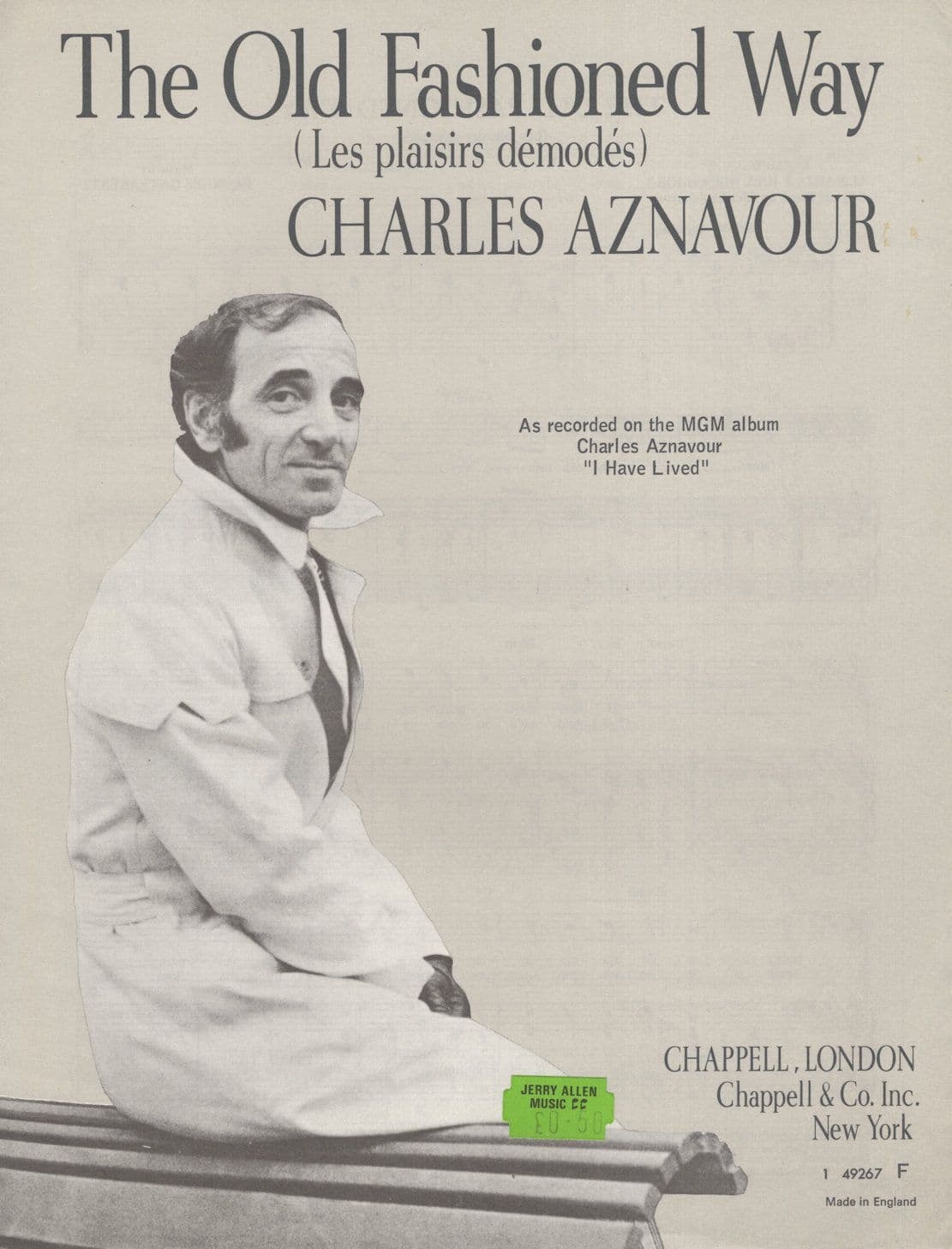 Charles Aznavour The Old Fashioned Way Sheet Music