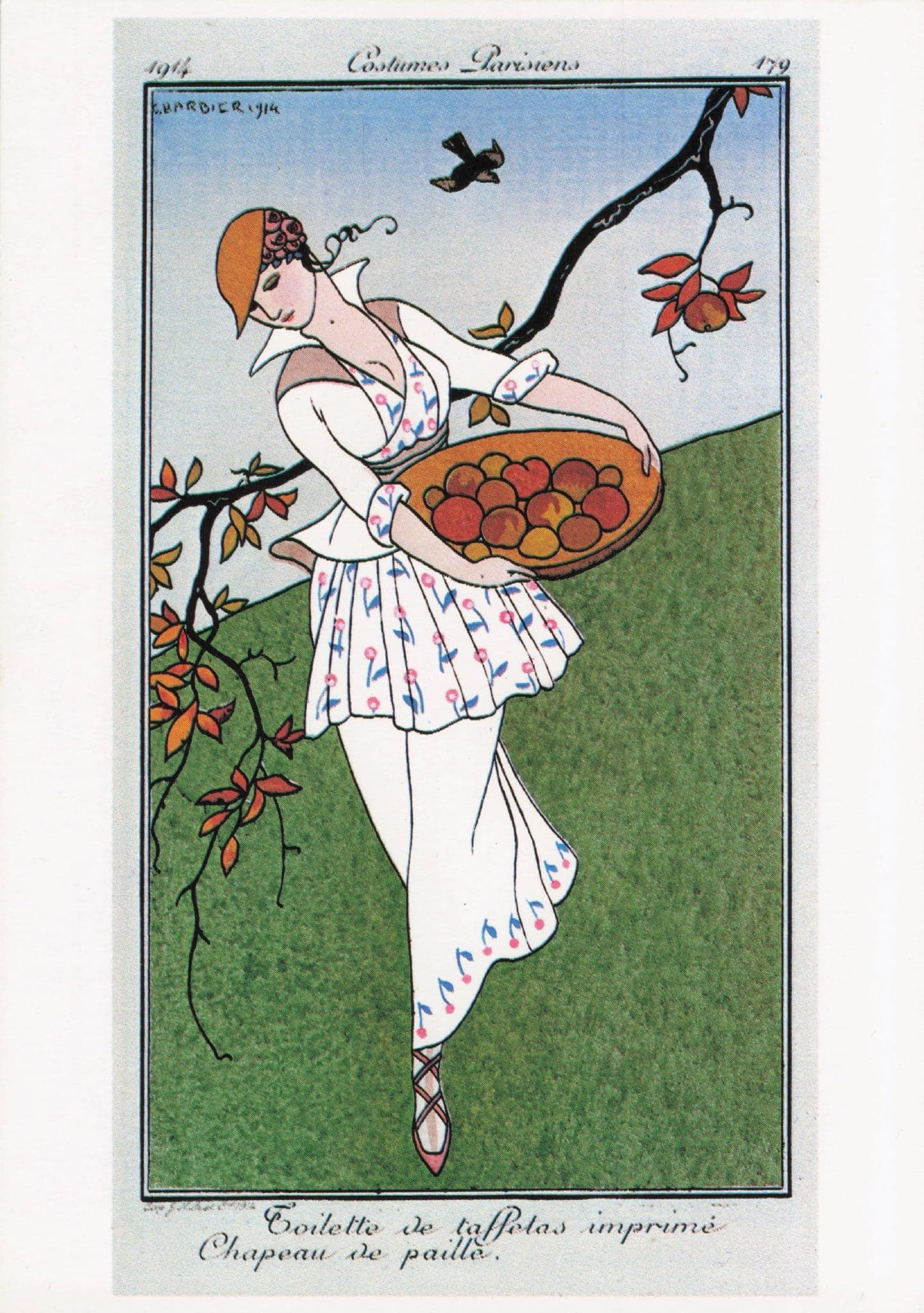 Charles Barbier Fashion Plate From French 1914 Journal Glamour Postcard