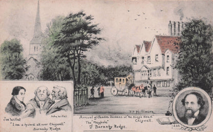 Charles Dickens Arrives at Kings Head Pub Chigwell Phillimore Old Postcard