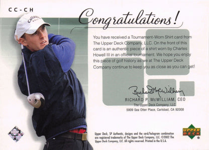 Charles Howell III Course Classics Upper Deck 2002 Real Relic Golf Shirt Card