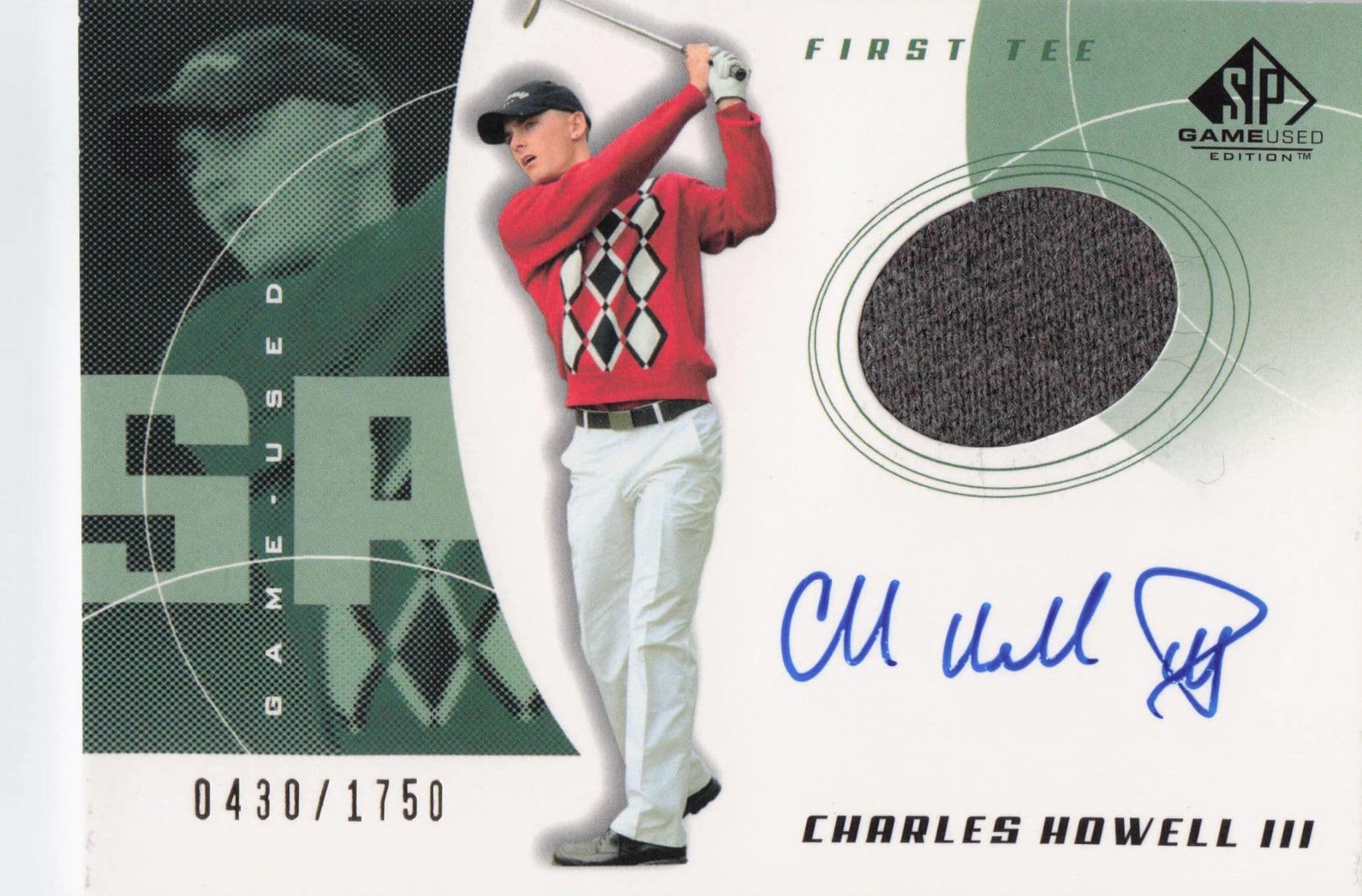 Charles Howell III First Tee SP 2002 Golf Hand Signed Worn PGA Shirt Card