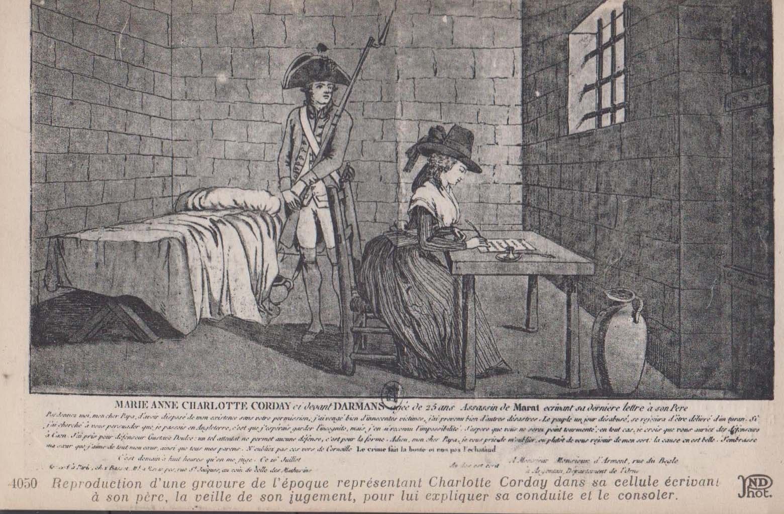 Charlotte Corday Marie Antoinette Writing Letter Antique Postcard