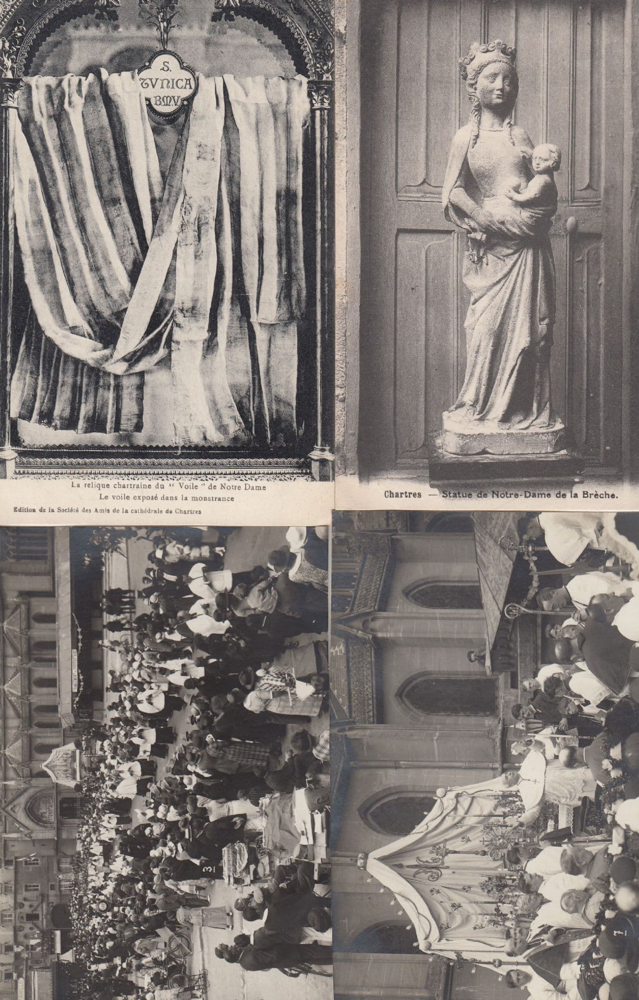 Chartres French Religious Procession Ceremony 4x Antique Postcard s