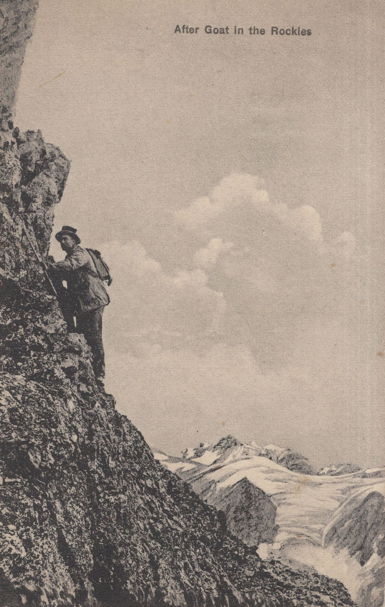Chasing After A Goat In The Rockies Mountain Climbing Old Postcard