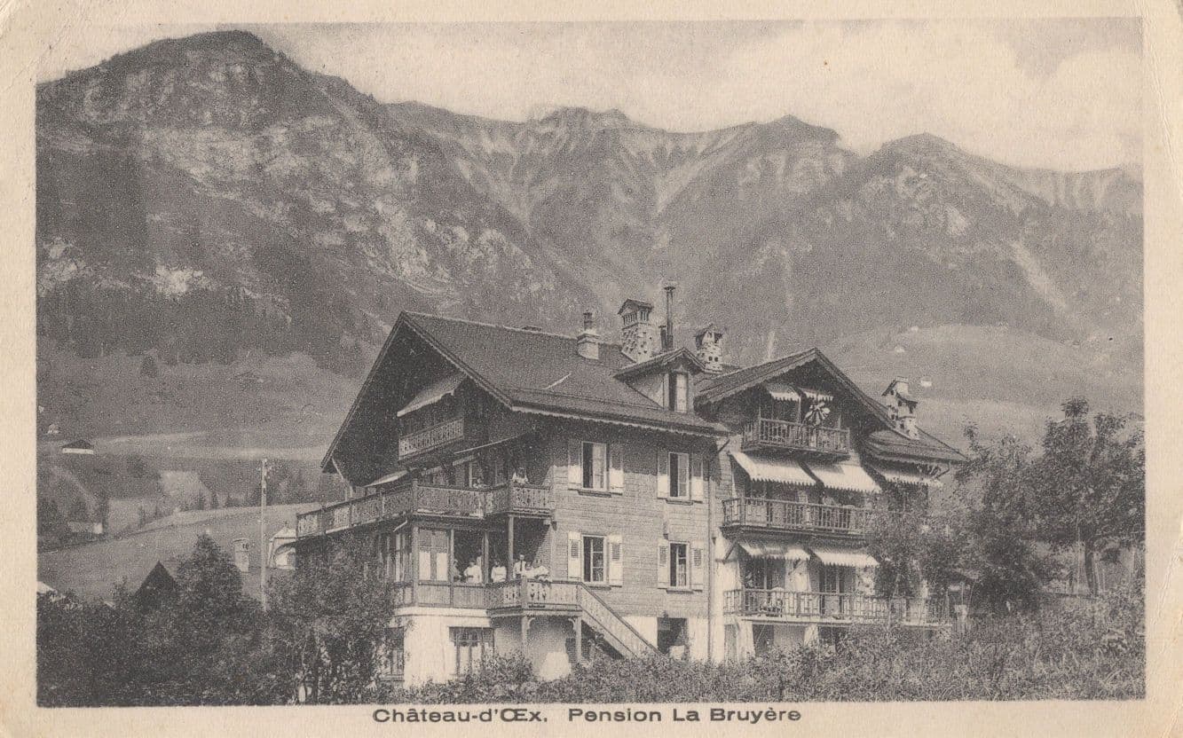 Chateau d Oex Pension Hotel La Bruyere Switzerland Old Postcard