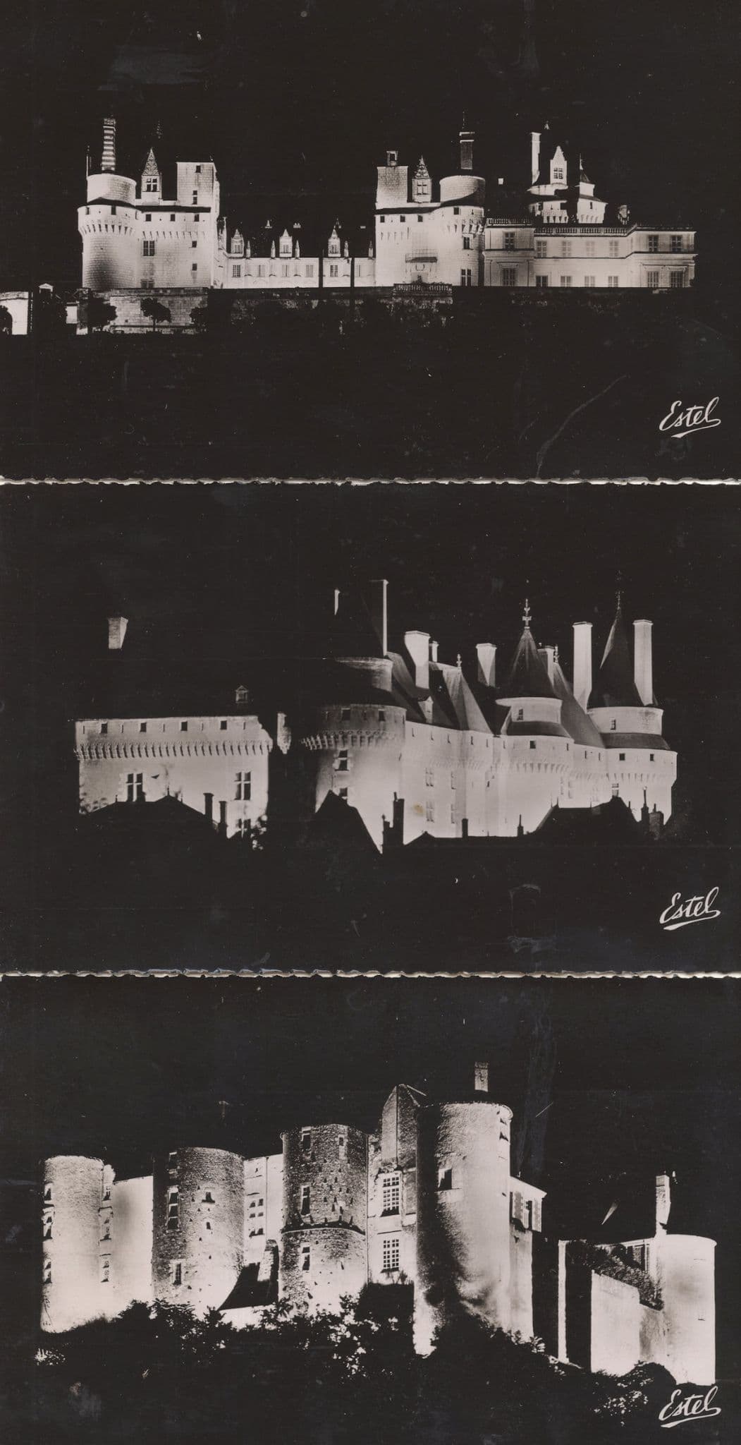 Chateau De Luynes Rigny Langeais 3x French Illuminations Old Postcard s