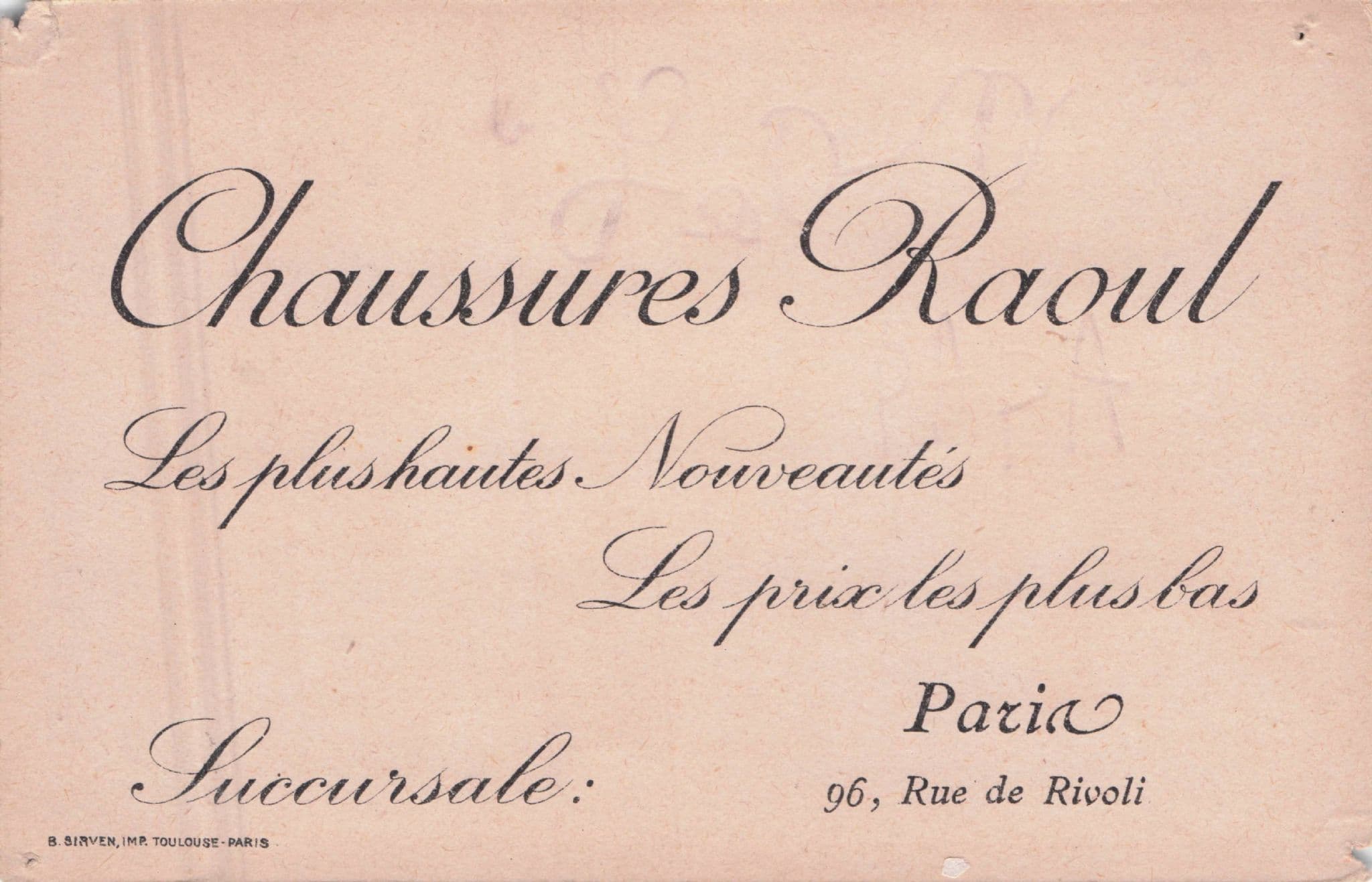Chaussures Raoul Rue De Rivoli Skiing Antique French Postcard