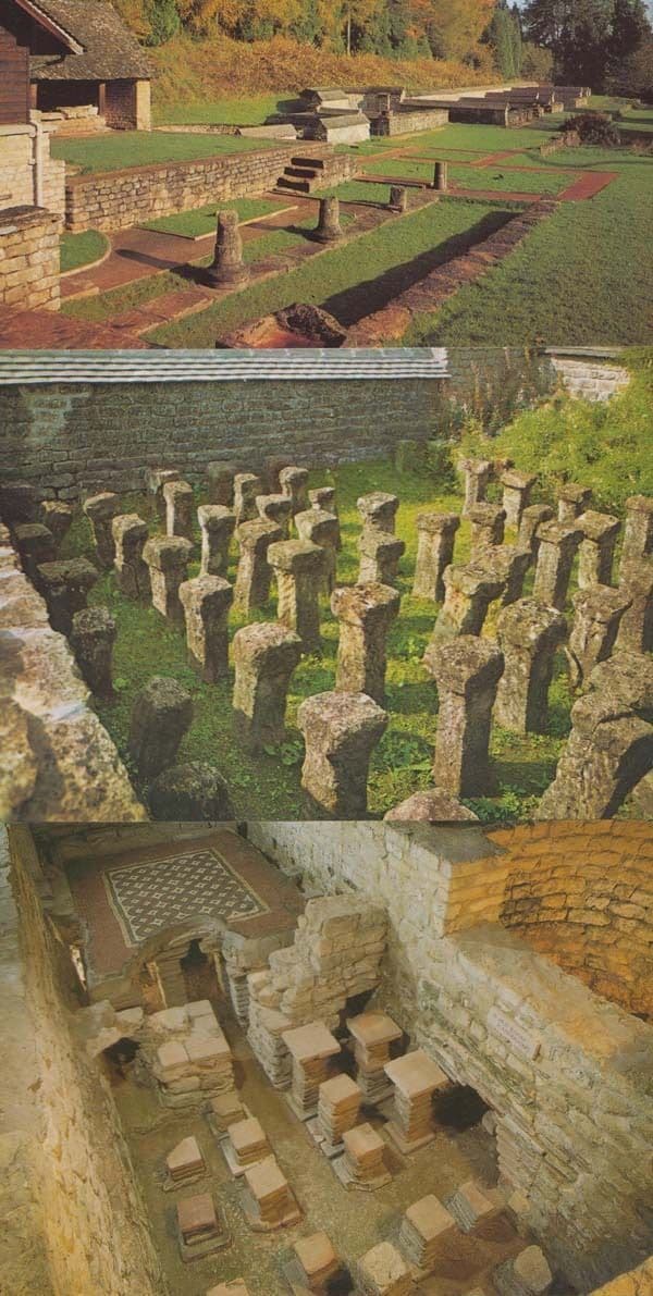 Chedworth Roman Villa West North Wing Stoke Fire Mosaic Floor Bath 3x Postcard