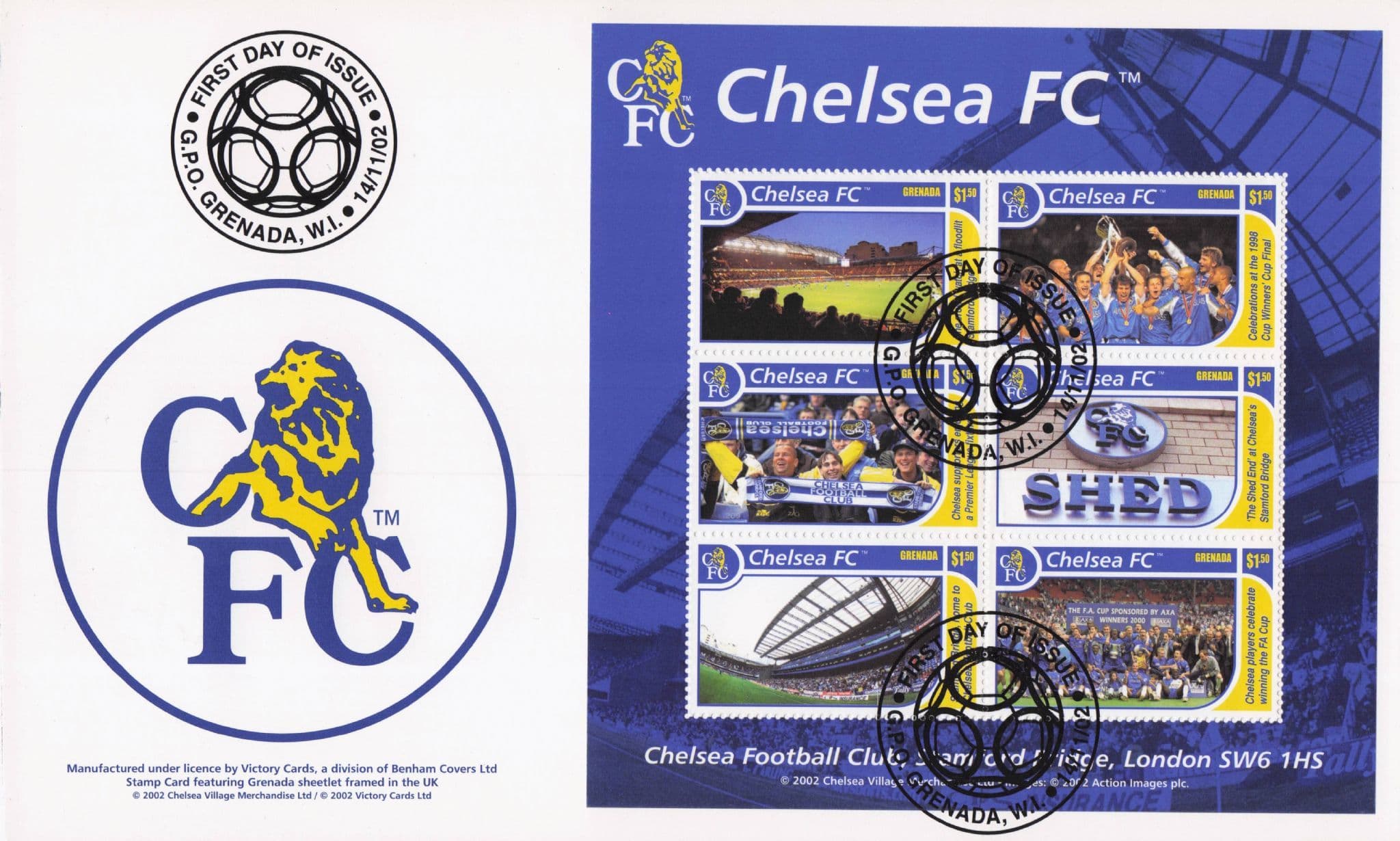 Chelsea Football Club 2002 Stamp Set First Day Cover