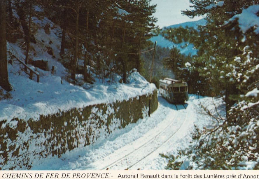 Chemins De Fer De Provence Autorail D'Annot Foret Renault Lunieres Train Postcard