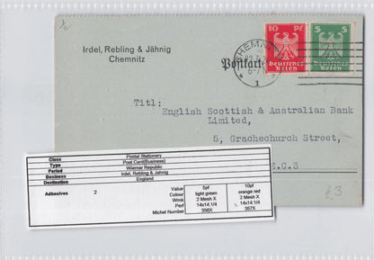 Chemnitz Sydney Receipt Australian Bank Ltd German Old Postcard