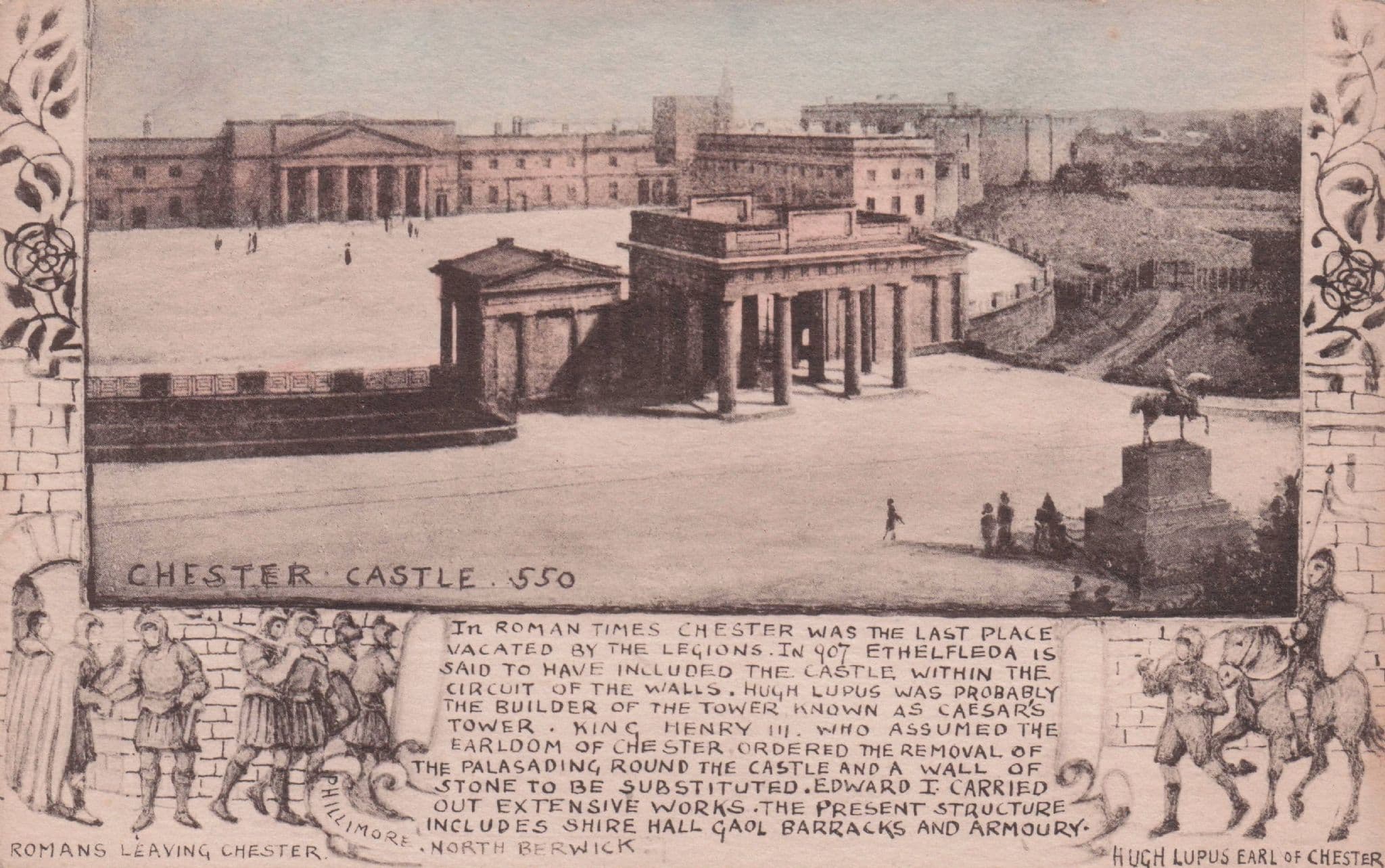 Chester Castle Roman Walls & Julius Caesar Phillimore Old Postcard