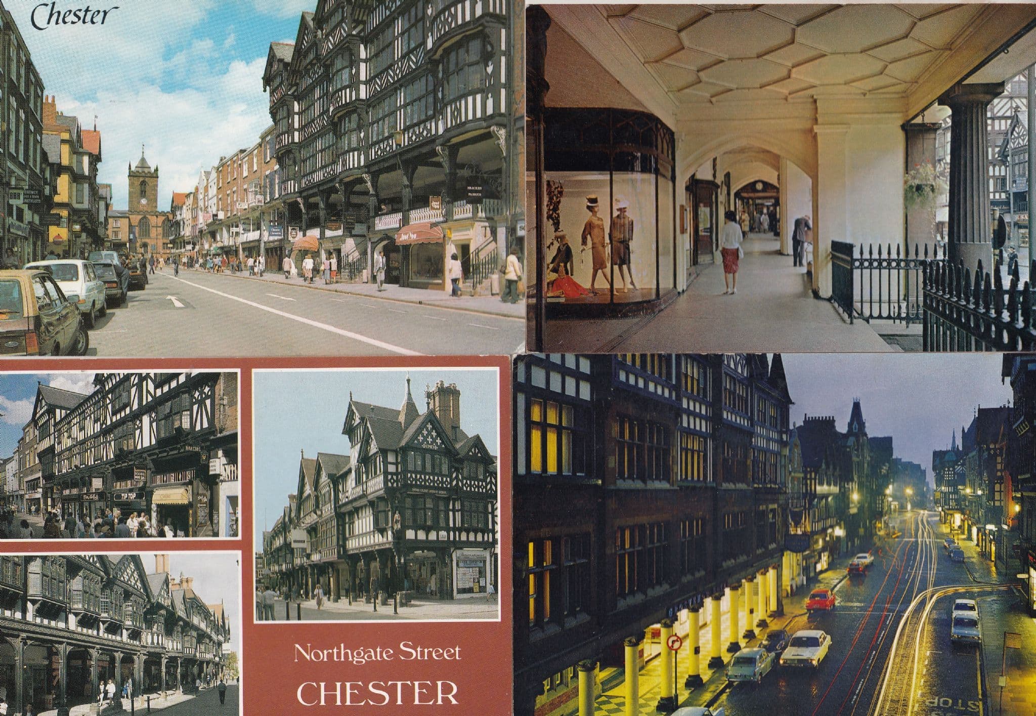 Chester Northgate Eastgate Street Row 4x Postcard s