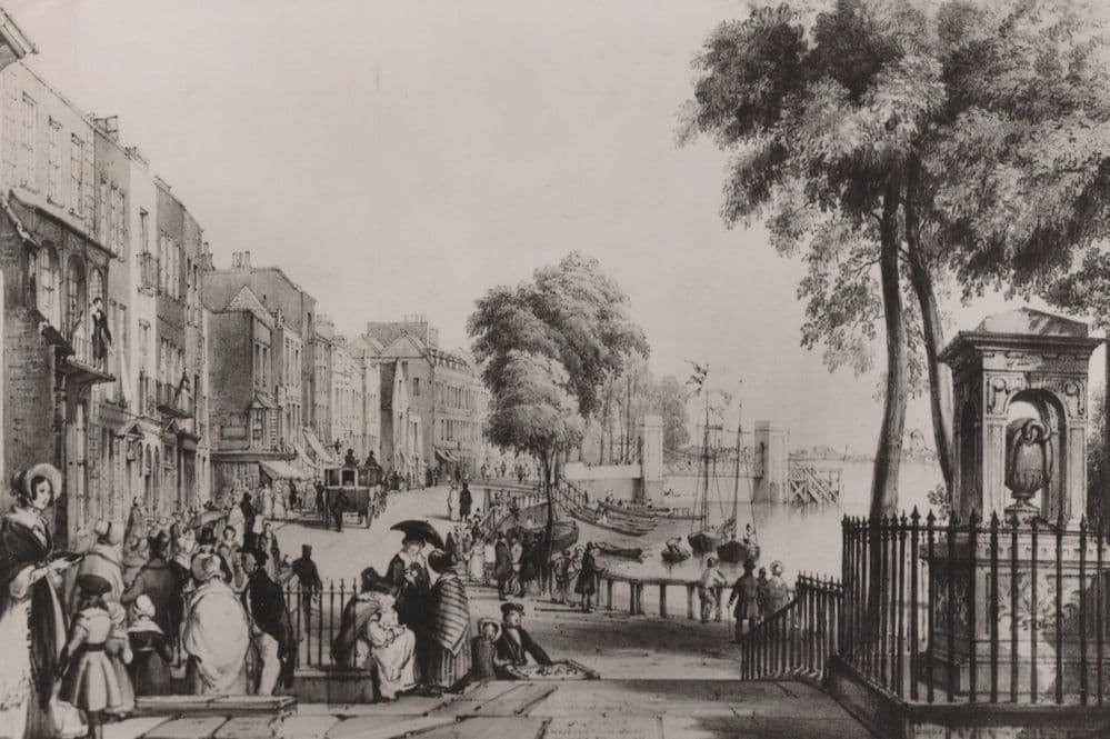 Cheyne Walk from Chelsea Old Church Hans Sloane Tomb Postcard
