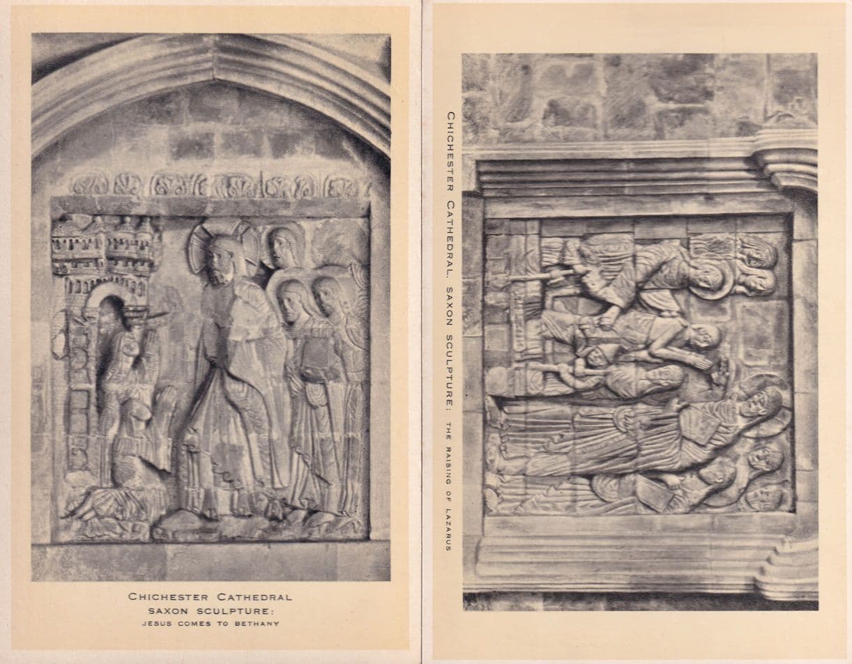Chichester Saxon Cathedral 2x King George Tiucks Antique Postcard s