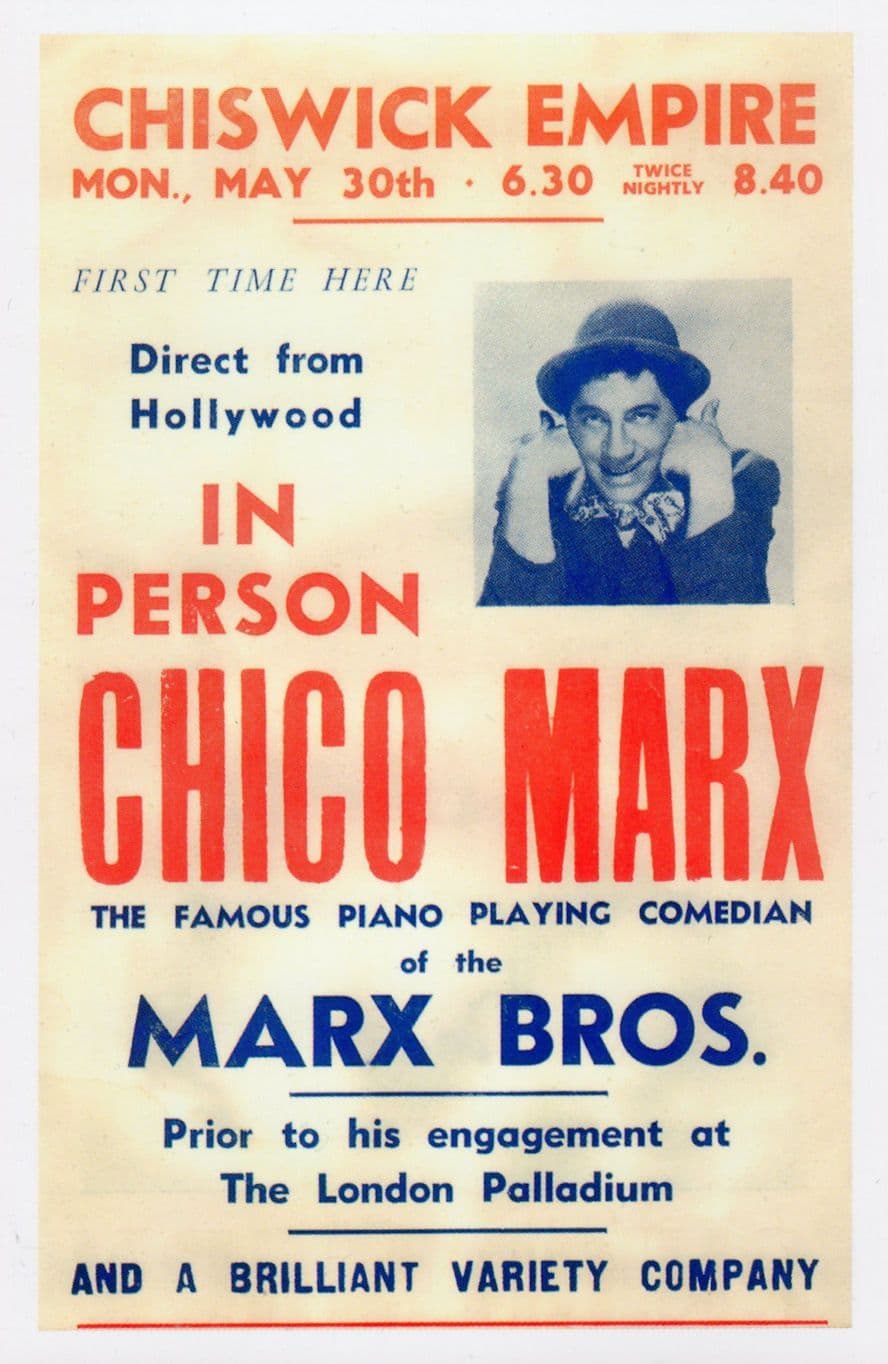 Chico of The Marx Brothers Live Chiswick Theatre Poster Postcard