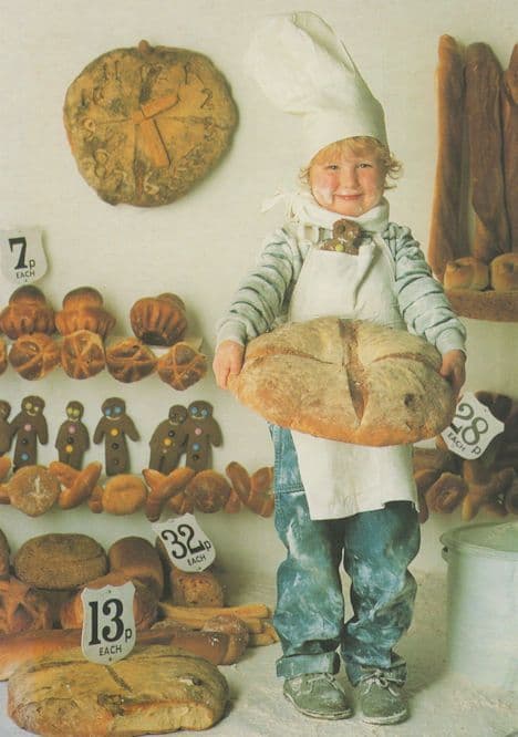 Child as Baker Fancy Dress Loaf Of Bread For Sale Postcard