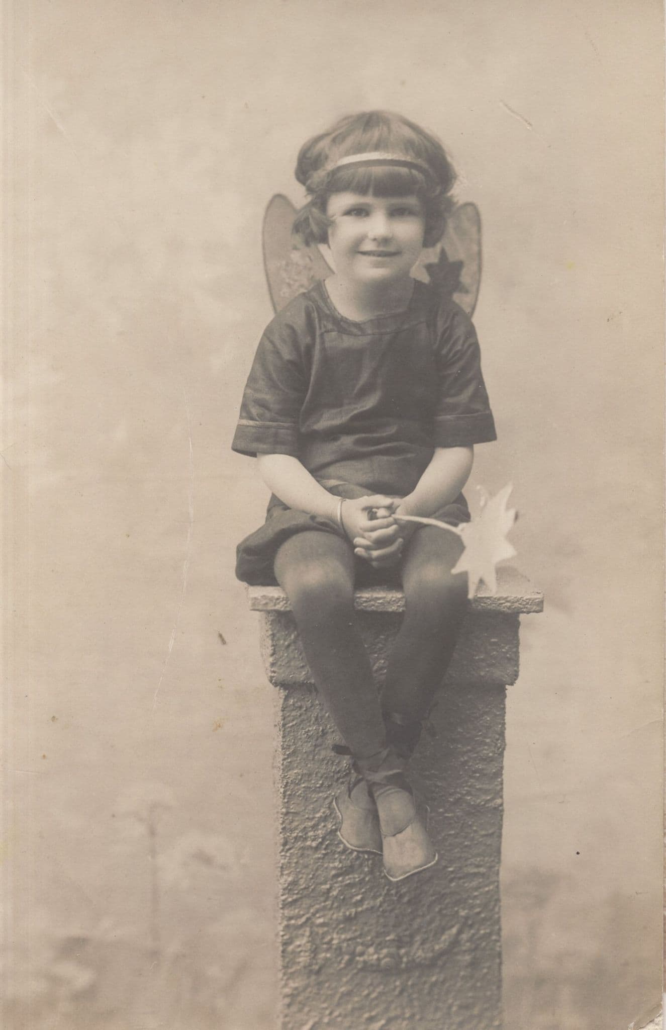 Child Dressed As Fairy With Magic Wand Antique Postcard