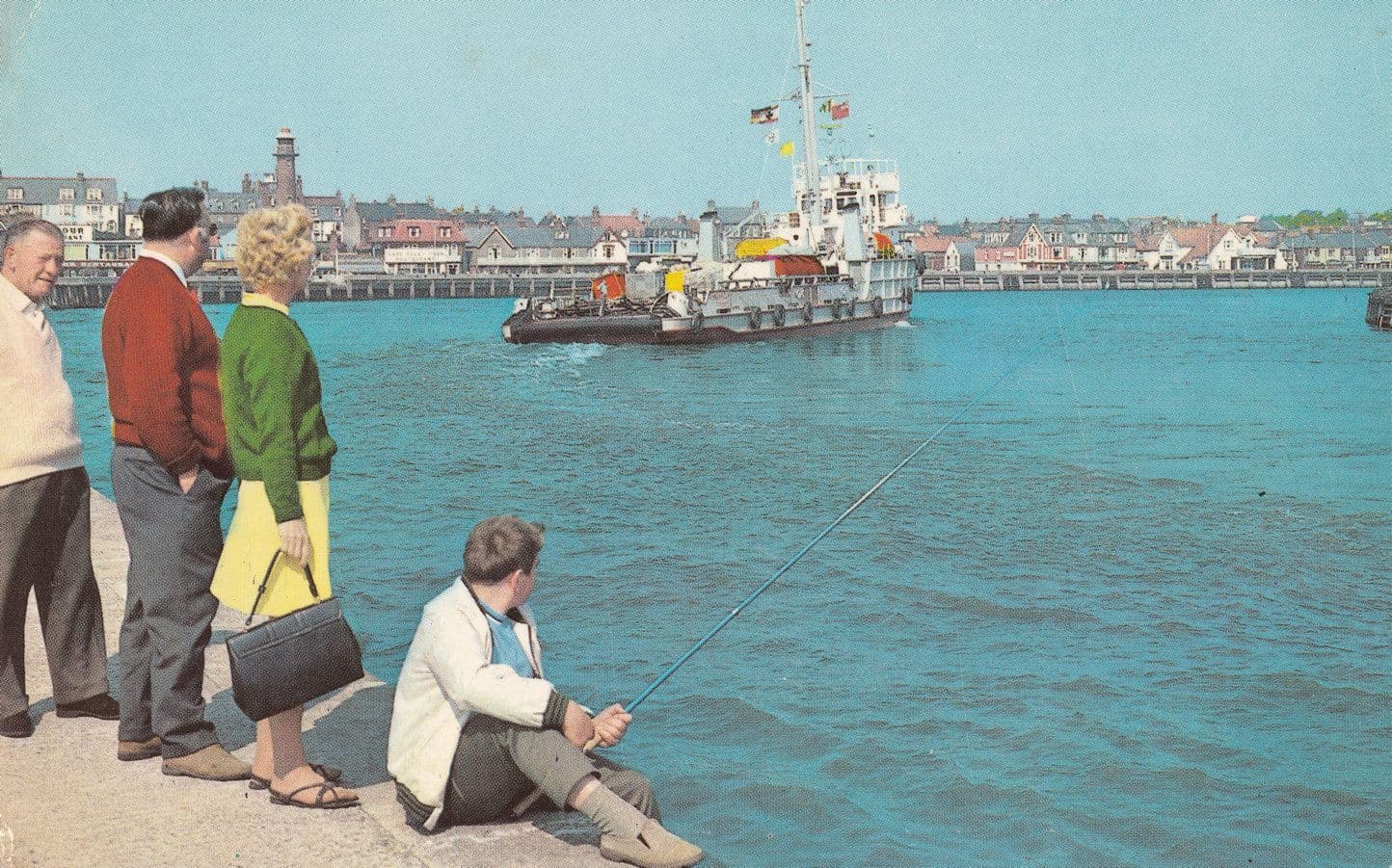 Child Fishing at Gorleston On Sea Norfolk 1970s Postcard