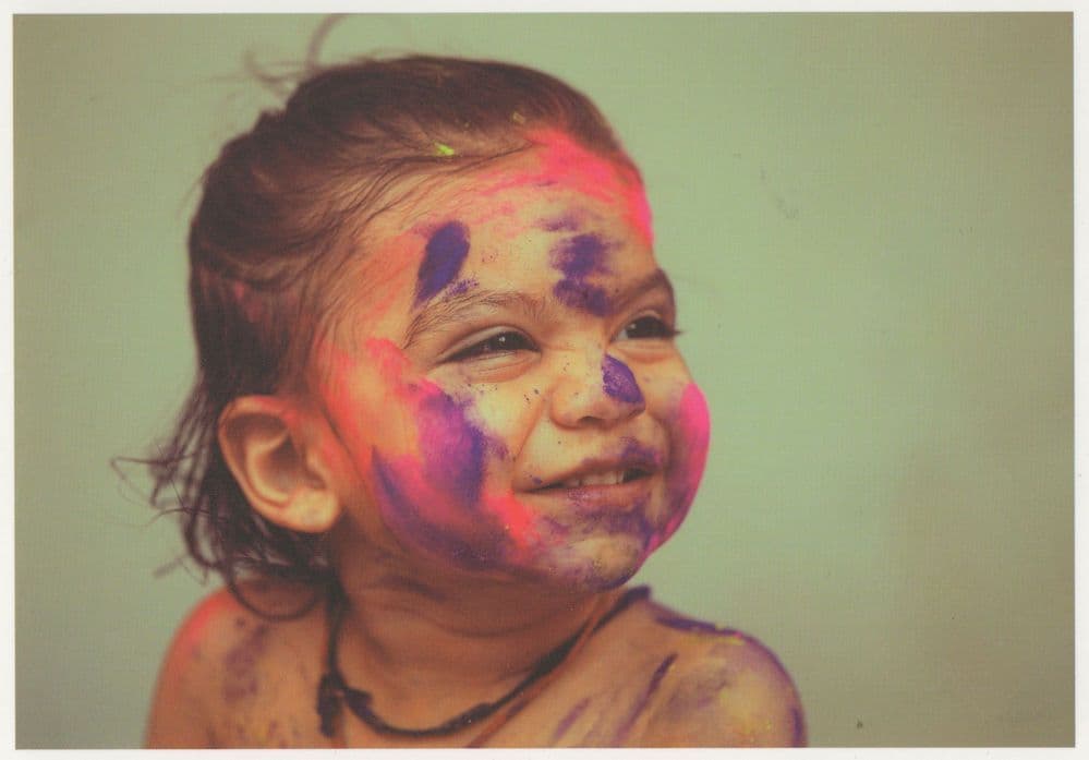 Child With Paint Coverered Carnival Face German Postcard