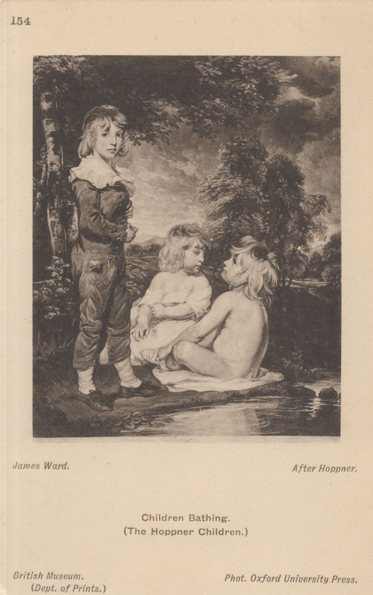 Children Bathing James Ward Antique Painting Postcard