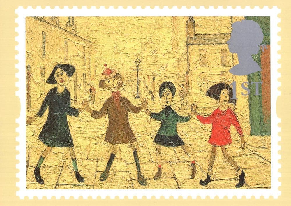 Children Playing Lowry Royal Mail PHQ Limited Edn Painting Postcard